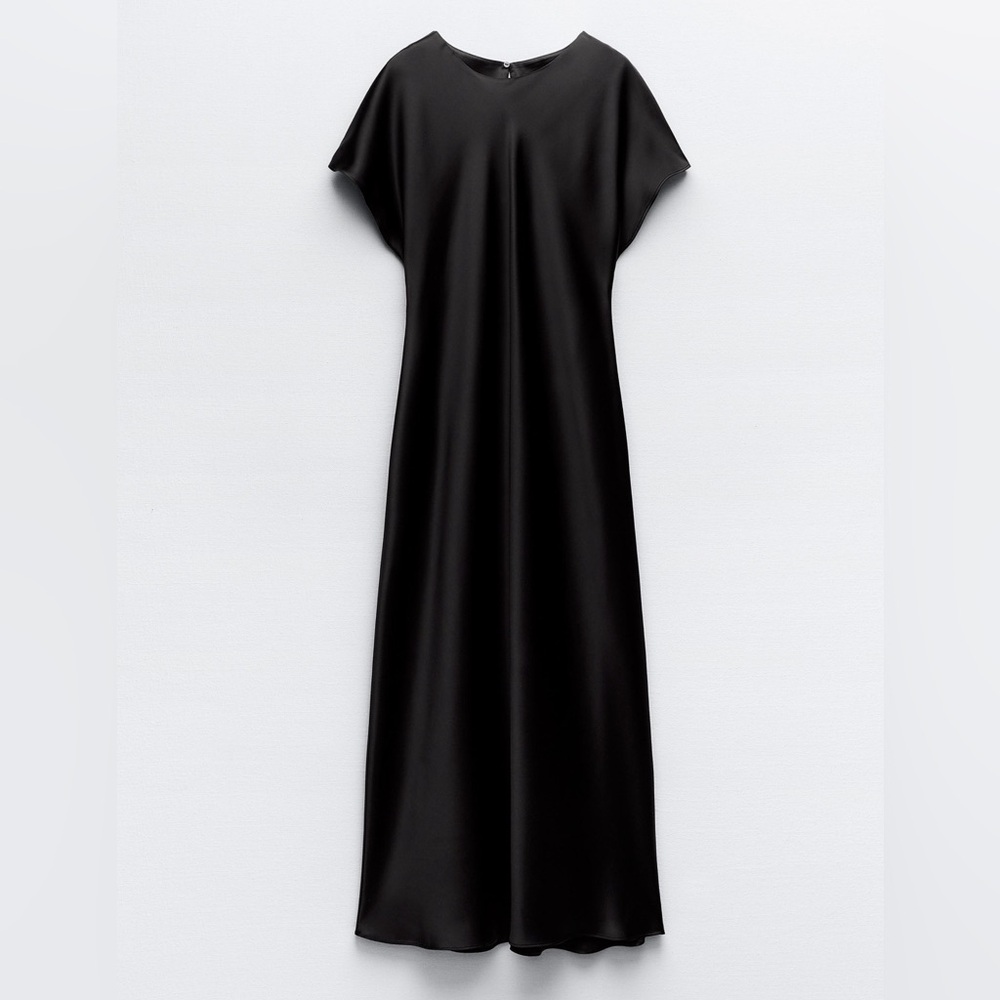 Zara Black Satin Midi Dress XL - Never worn